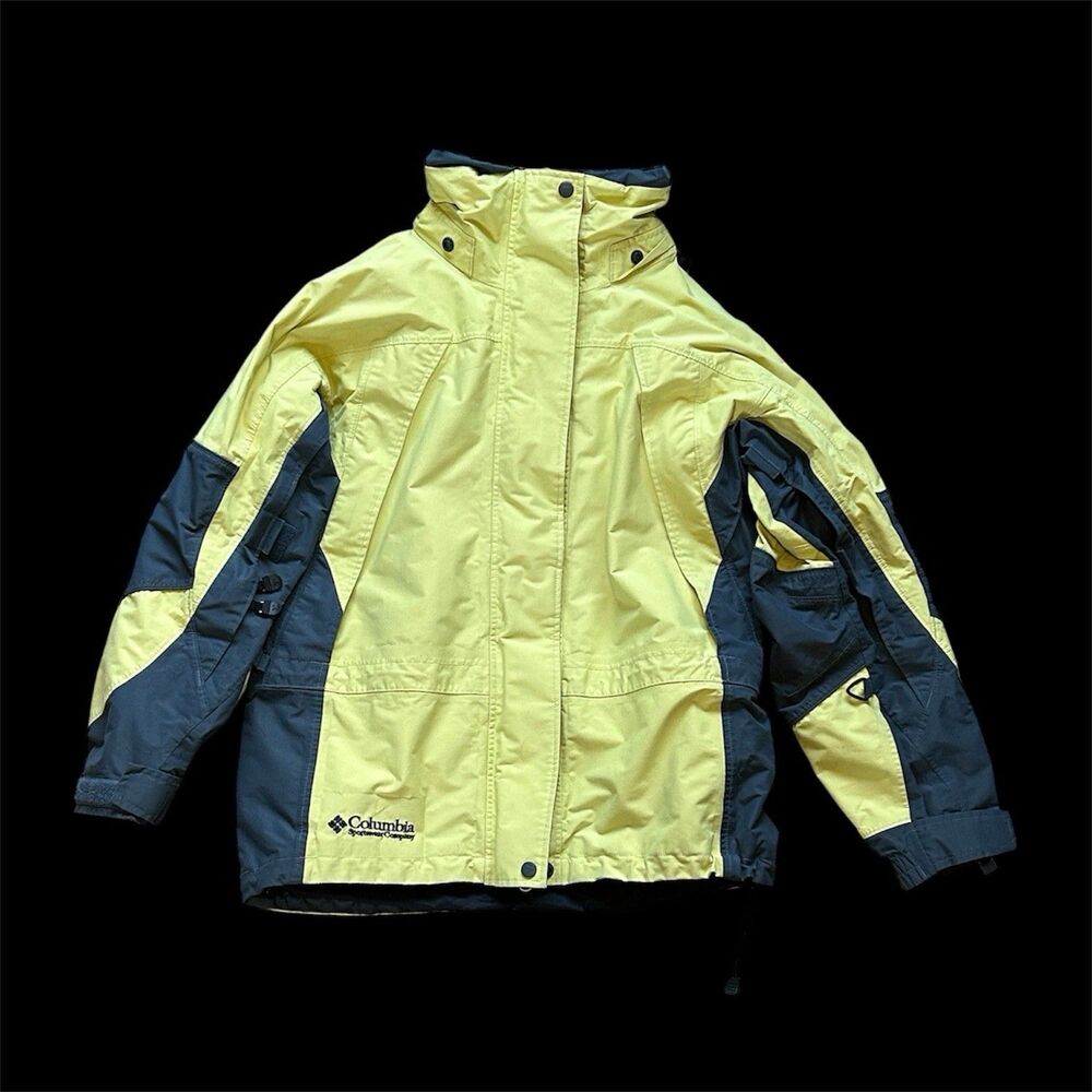 GOOD Columbia Omni-Tech Rain Jacket Womens S Lime Yellow Shell techwear Y2K